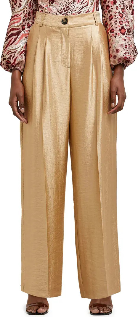 River Island Gold Metallic Wide Leg Pants | Nordstrom | Nordstrom