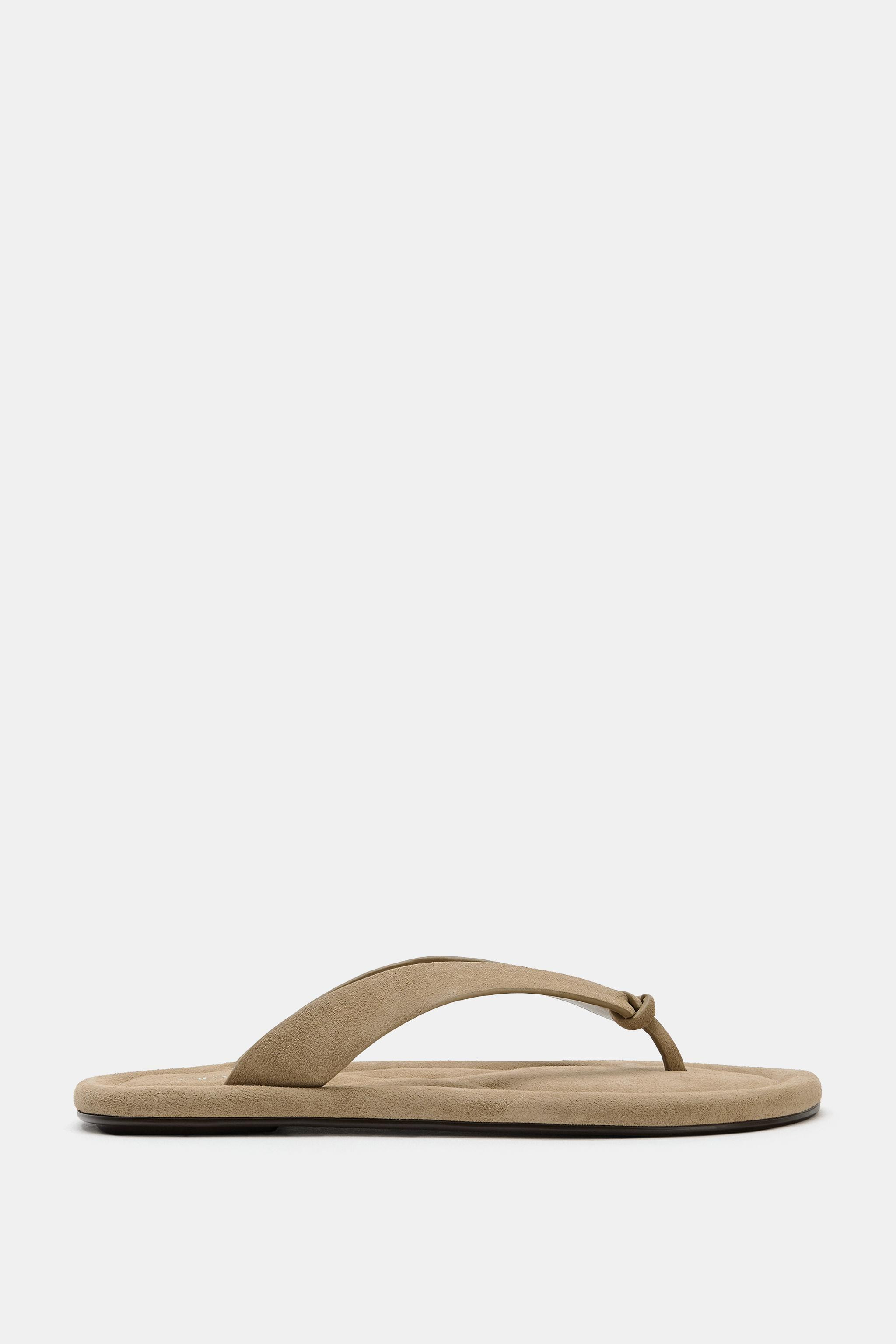 FLAT LEATHER SANDALS | Zara UK