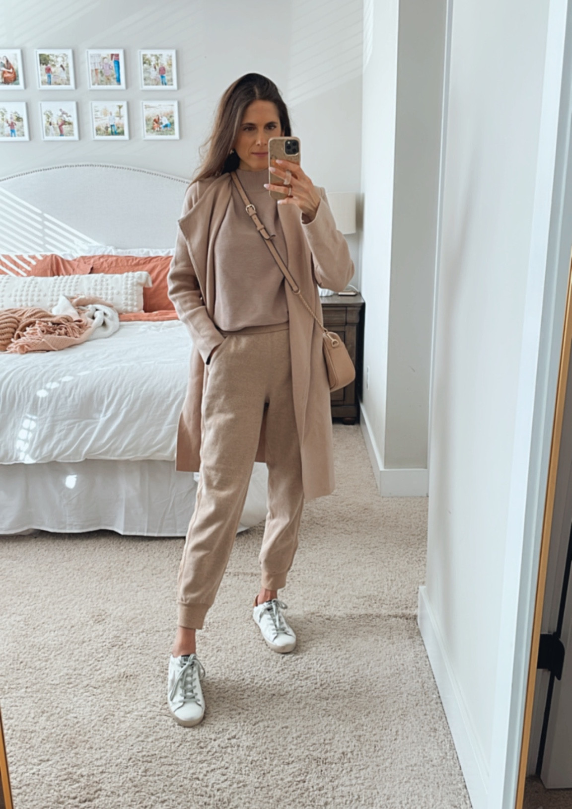 Joggers outfit | elevated casual outfit | athleisure | monochromatic outfit | neutral outfit | Pinterest outfit | long coat | coatigan | neutral sneakers | monochrome outfit | every day outfit | casual outfit | cashual chic outfit | mom outfit | errands outfit 

#LTKunder50 #LTKstyletip #LTKshoecrush