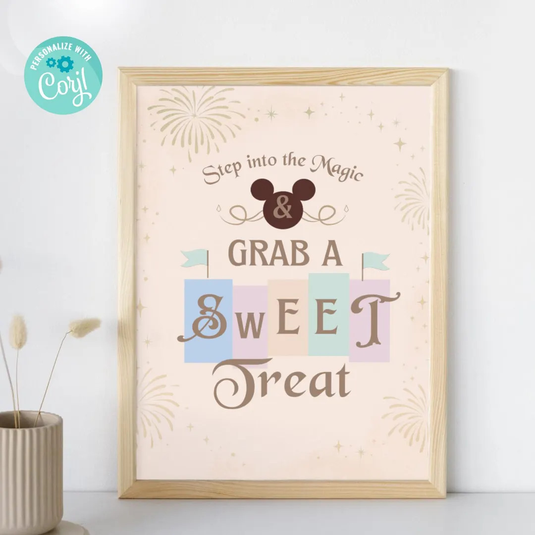 Happiest Birthday on Earth Sign Template, Disneyland Sweet Treat Sign, Mickey Birthday Decor, Dis... | Etsy (US)