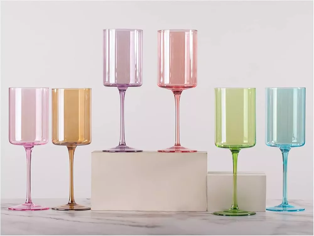 Physkoa Colored Wine Glasses Set Of 6 - Modern