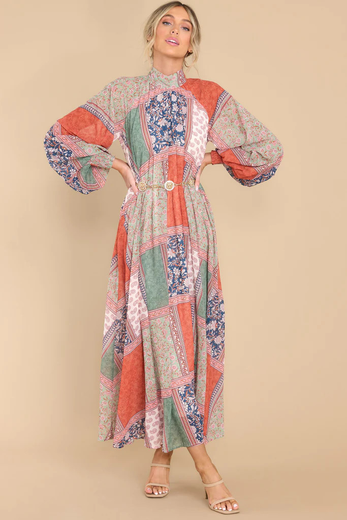 See The Big Picture Apricot Orange Multi Print Maxi Dress | Red Dress 