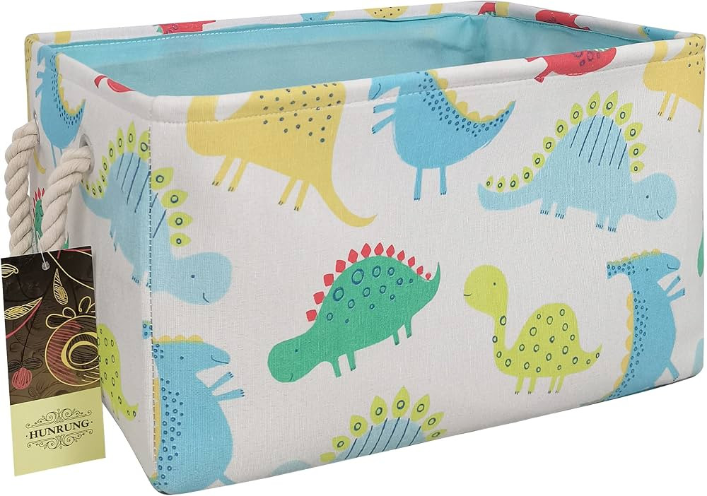HUNRUNG Rectangle Storage Basket Cute Canvas Organizer Bin for Pet/Children Toys, Books, Clothes ... | Amazon (US)