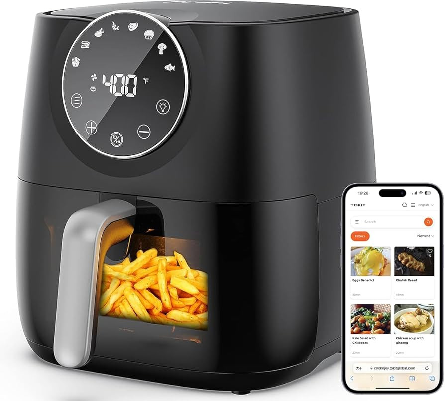 JOYAMI Air Fryer 6 QT, Air Fryer with Window, Online Recipes, 8 Cooking Functions for Air Fry, Ba... | Amazon (US)