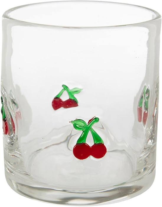 Hobby Lobby Decorative Glass Tumbler, 13 Oz, Clear with Embossed Accents, 3.86" Height (Cherry) | Amazon (US)