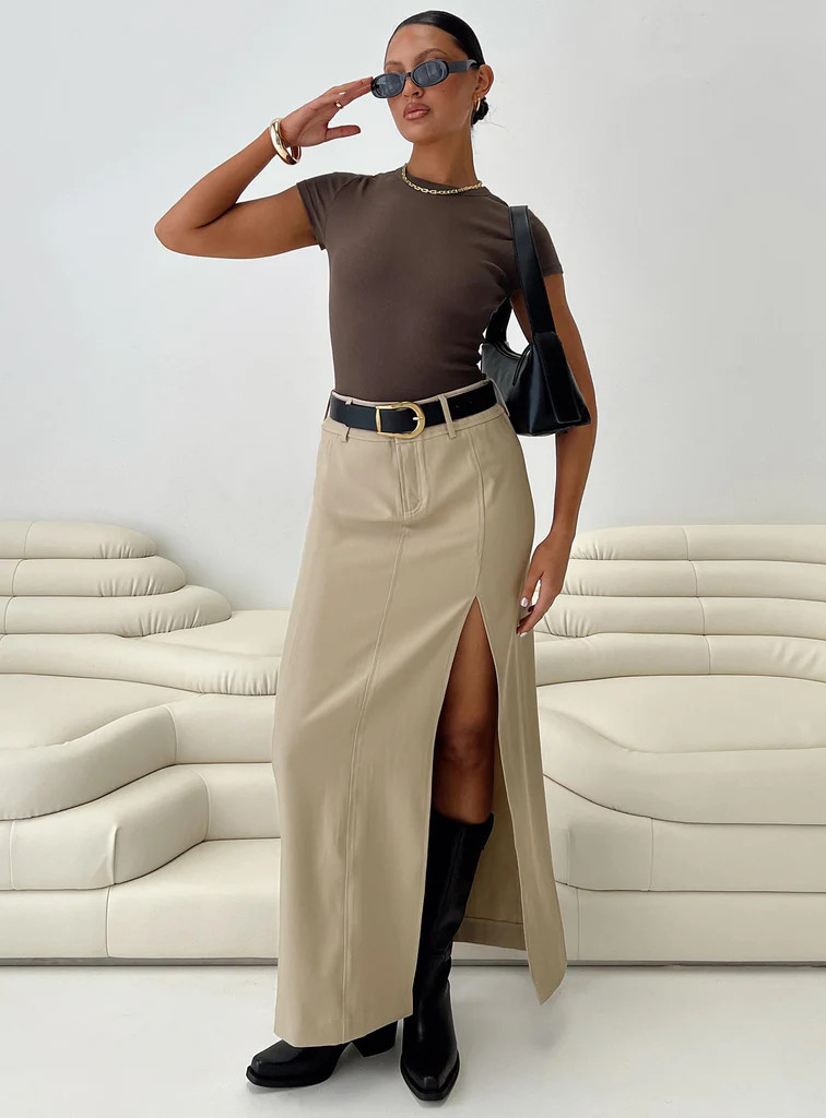 Fall Maxi Skirt Taupe | Princess Polly US