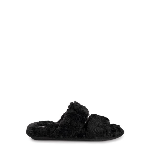 Muk Luks Women's Faux Fur Two Strap Slide Slipper - Walmart.com | Walmart (US)