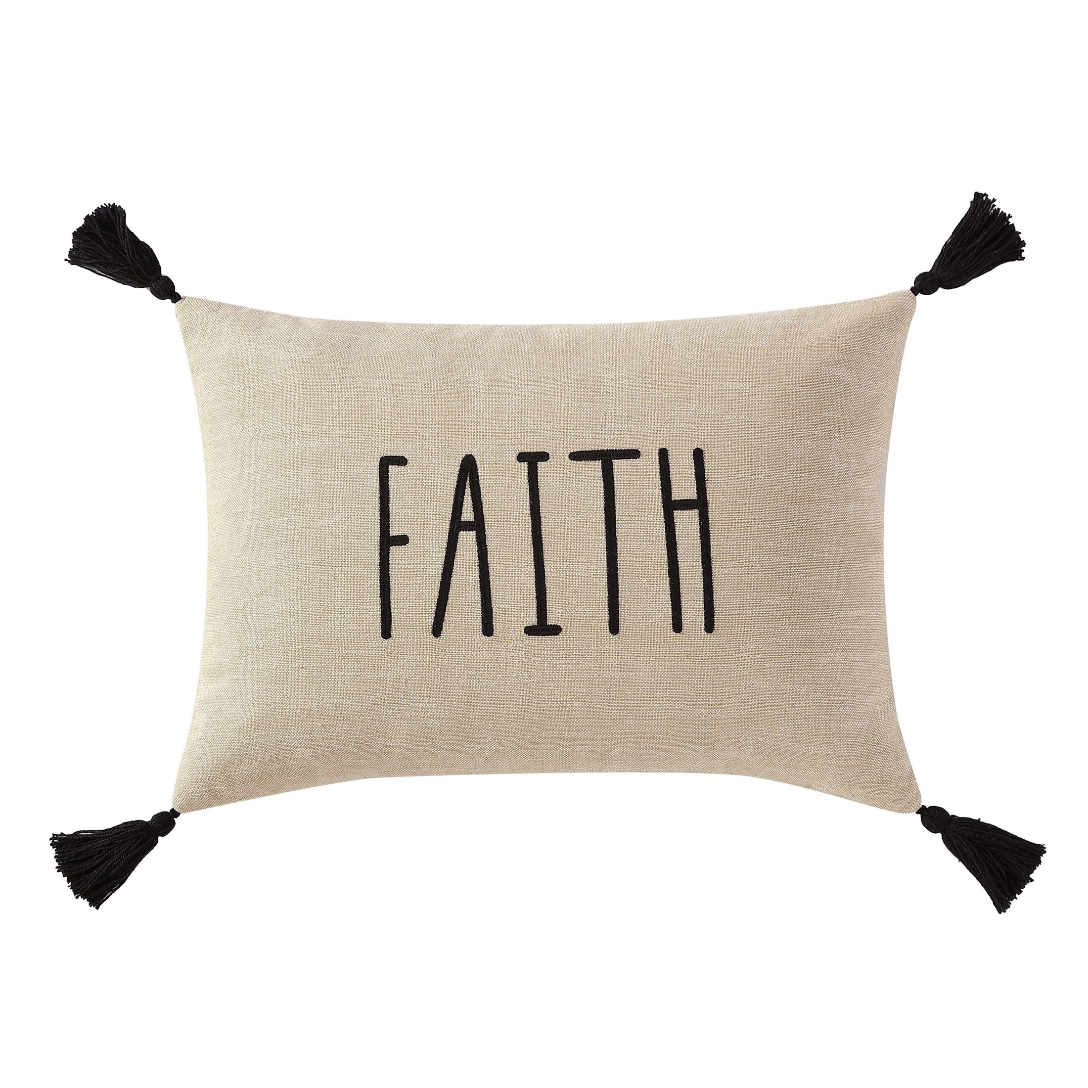 Mainstays, Faith Oblong Decorative Throw Pillow, Neutral, 14" x 20", Oblong, 1 Pack - Walmart.com | Walmart (US)