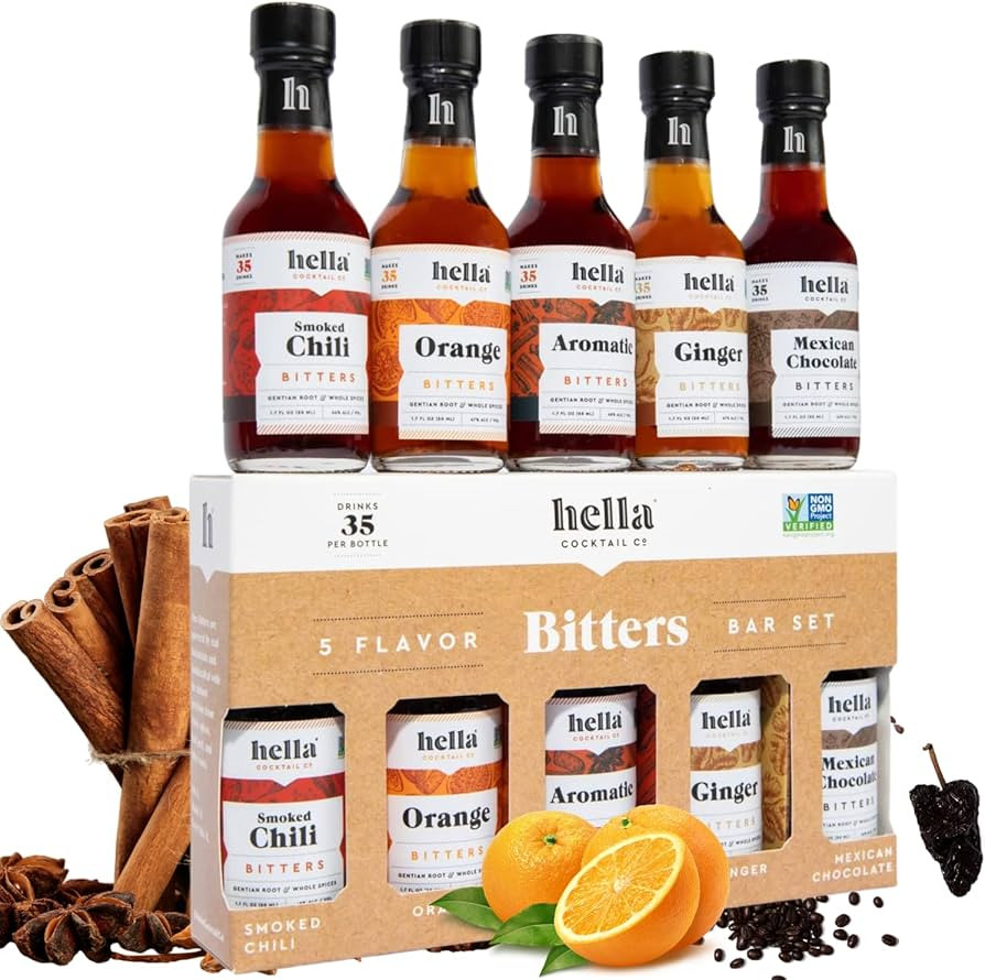 Hella Cocktail Co. 5-Pack Bitters Bar Set (8.5 Fl Oz Total) - Craft Aromatic, Orange, Ginger, Mex... | Amazon (US)