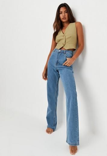 Missguided - Light Blue Loose Fit Straight Leg Jeans | Missguided (US & CA)