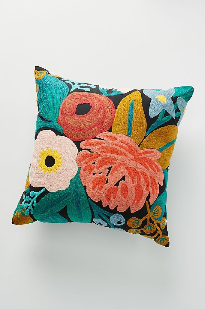 Rifle Paper Co. x Loloi Vintage Blossoms Embroidered Pillow | Anthropologie (US)