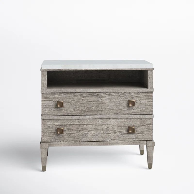 Polaris 2 - Drawer Solid Wood Nightstand in Gray | Wayfair North America