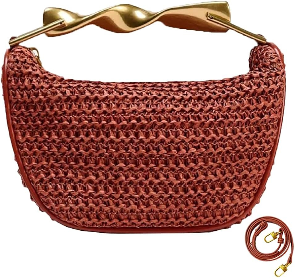 JYG Handmade Straw Crossbody Bags for Women Mini Summer Satchel Purse Fashion Woven Shoulder Hand... | Amazon (US)