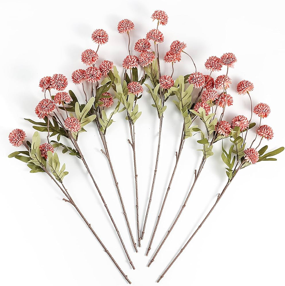 8pcs Artificial Pompon Mum Flowers with Long Stems, Bulk Silk Mini Chrysanthemums for DIY Bouquet... | Amazon (US)