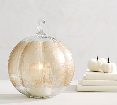 Linen Glass Pumpkin Candle Holder | Pottery Barn (US)