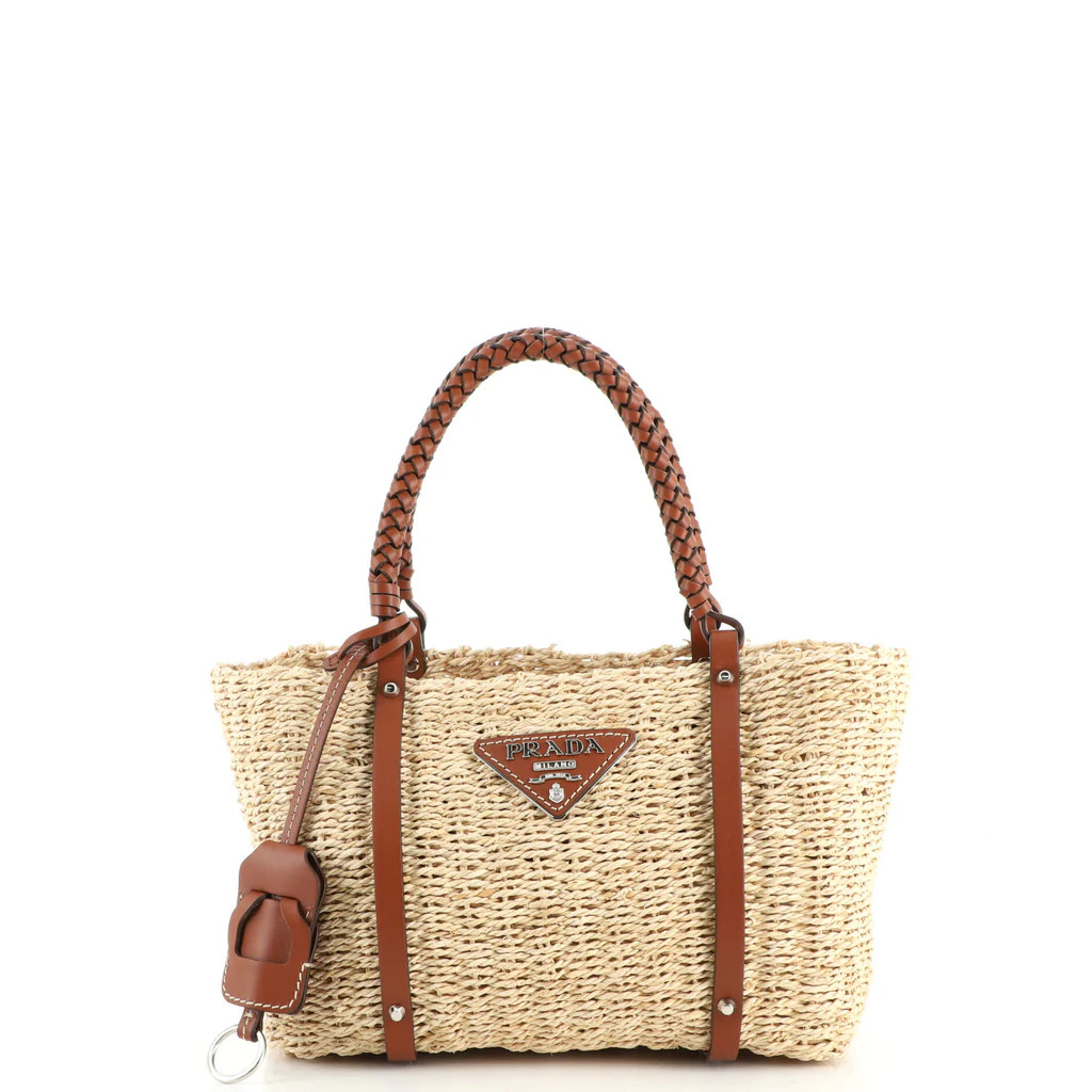 Handle Tote Woven Raffia with Leather Medium | Rebag