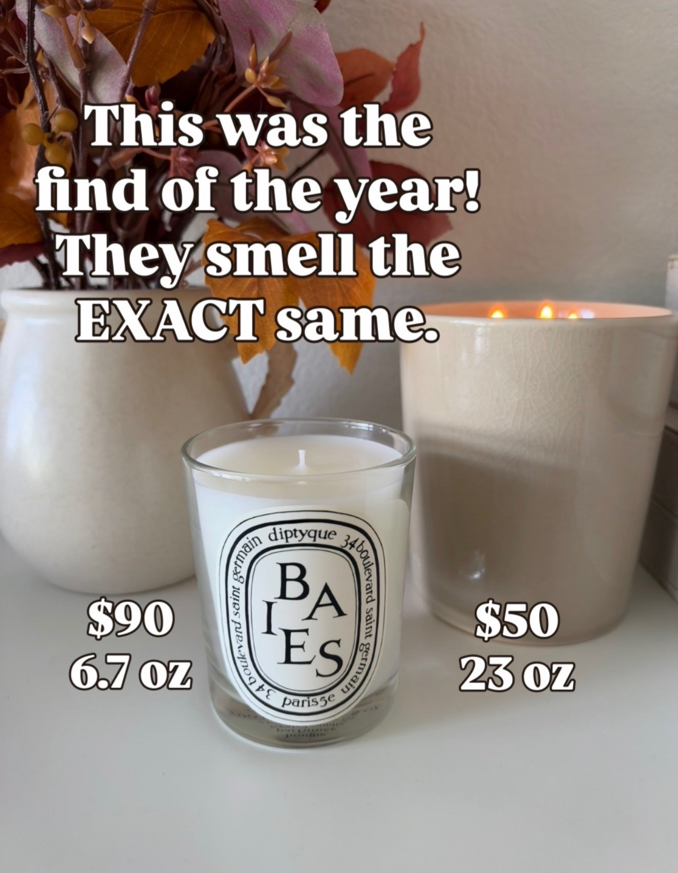 These two candles smell the exact same except one is way cheaper and 3 times the size!


Seasonal, candle, home fragrance

#LTKHome #LTKSeasonal