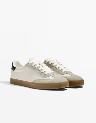 OYSHO Nylon trainers with split-leather pieces in white | ASOS | ASOS (Global)