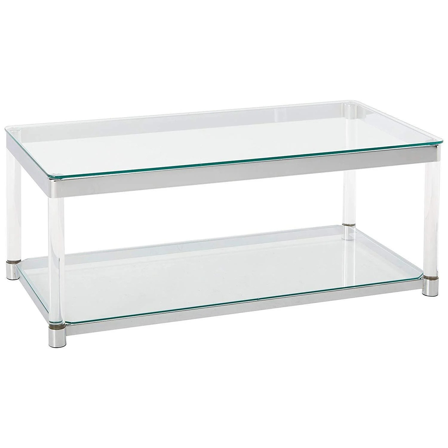 Coaster Contemporary Glass Top Coffee Table with Lower Shelf in Clear | Walmart (US)