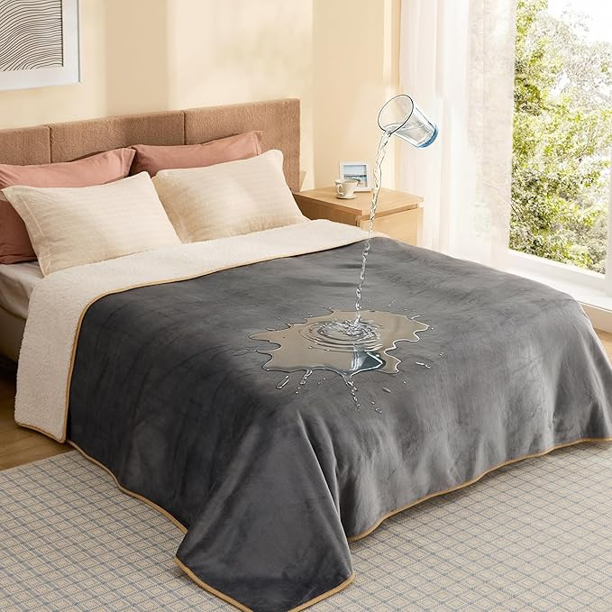 Bedsure Waterproof Blanket for Bed - Sherpa Fleece Waterproof Dog Blankets for Large Dogs, Pet Bl... | Amazon (US)