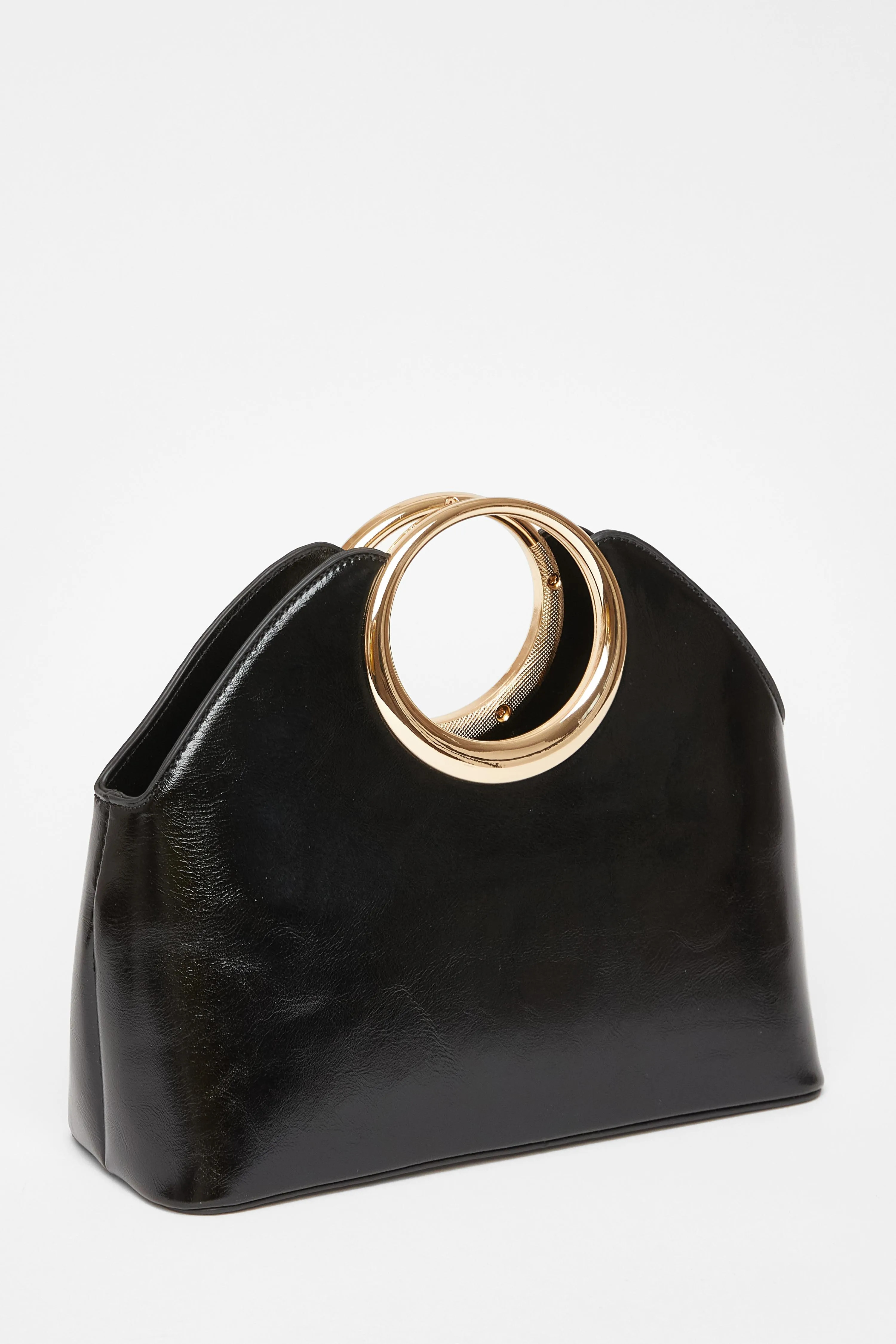 Bags & Purses | Black Faux Leather Top Handle Bag | Quiz | Debenhams UK