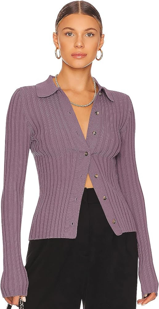 ZAFUL Women's V Neck Button Down Ribbed Sweater Cardigan Long Sleeve Polo Collar Slim Knitted Pul... | Amazon (US)