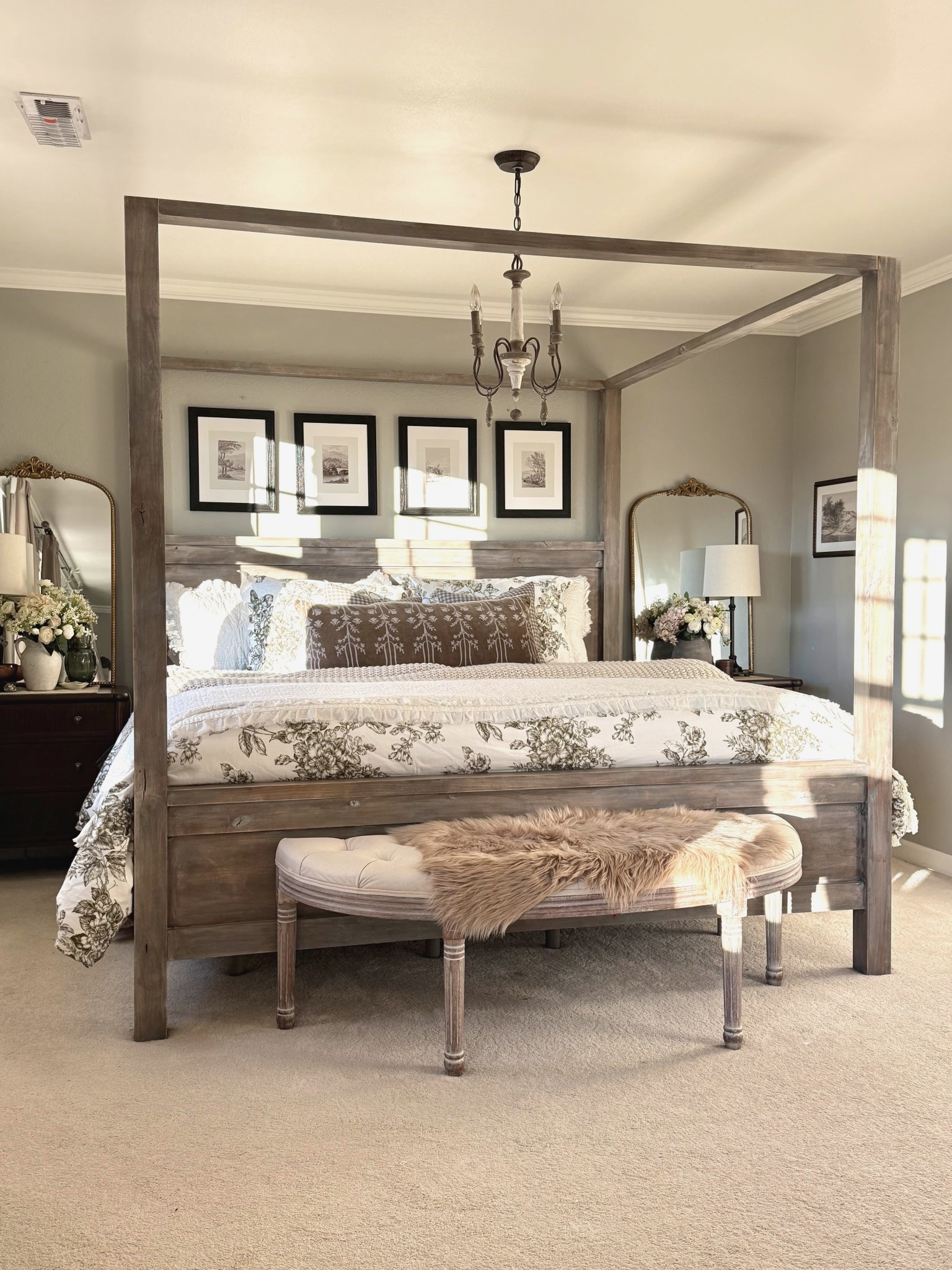 French Farmhouse Charm Bedroom 🕊️
This bedroom is all about soft layers and old-world charm. A beautiful toile duvet sets the tone, layered with a cozy knit blanket and vintage heirloom quilts for warmth, texture, and that collected-over-time feel. The canopy bed adds just the right touch of romance, creating a space that feels calm, charming, and deeply inviting.
French farmhouse style is less about perfection and more about comfort, history, and soul — mixing refined patterns with well-loved textiles to create a bedroom that feels cozy, elegant, and lived-in. This is the kind of space that makes you want to slow down, linger, and rest.
Perfect for anyone drawn to French country decor, farmhouse bedroom ideas, layered bedding, and timeless, romantic home design.

For bedding from @garnet.hill
Screenshot & follow links or tap the Garnet Hill button in my bio

✨Toile Sage Green Floral Flannel Duvet 
https://urlgeni.us/toile-duvet

Hand-Stitched Linen & Cotton Quilt-white 
https://urlgeni.us/whiteqlt

#LTKHome