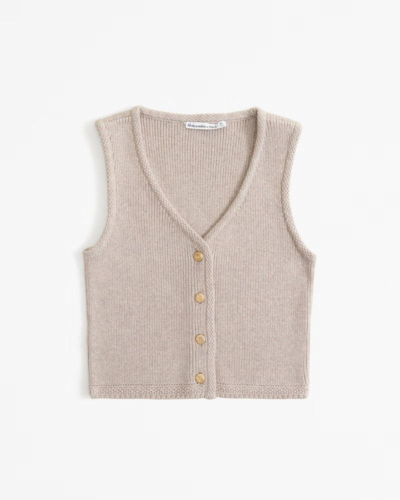 Women's The A&F Mara Button-Up Sweater Vest | Women's Tops | Abercrombie.com | Abercrombie & Fitch (US)