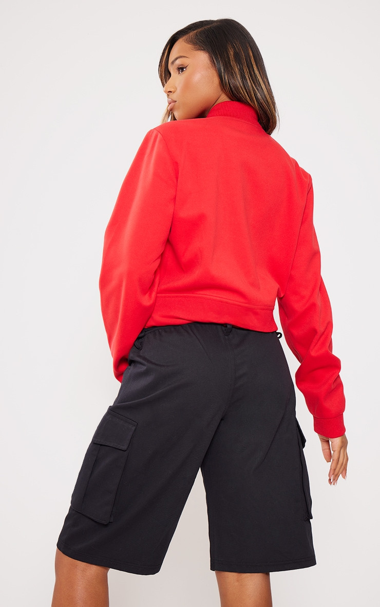 Red Soft Touch Cropped Button Up Jacket | PrettyLittleThing US