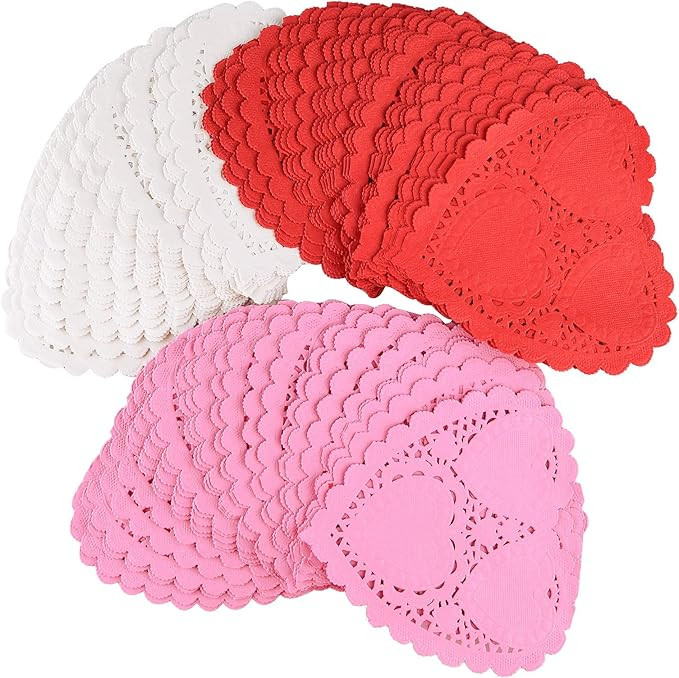 TUPARKA 145pcs Valentine Heart Doilies Heart Shape Paper Doily for Valentine's Day Decoration Cra... | Amazon (US)