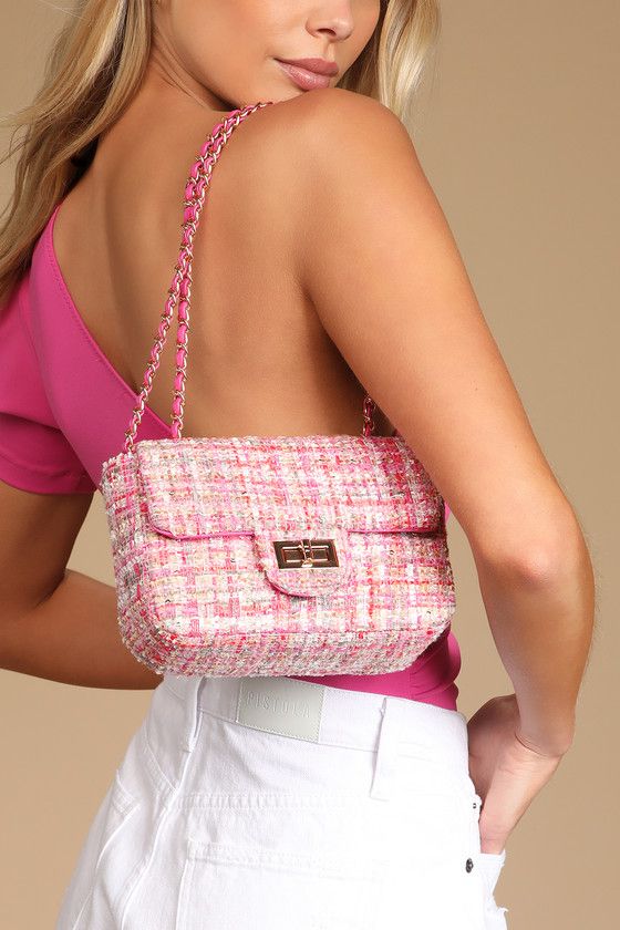 Spring Cheer Pink Multi Tweed Crossbody Bag | Lulus (US)