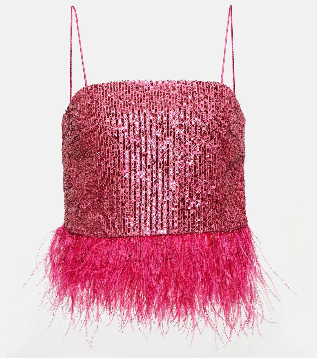 Missing Hours sequined feather-trimmed crop top | Mytheresa (INTL)