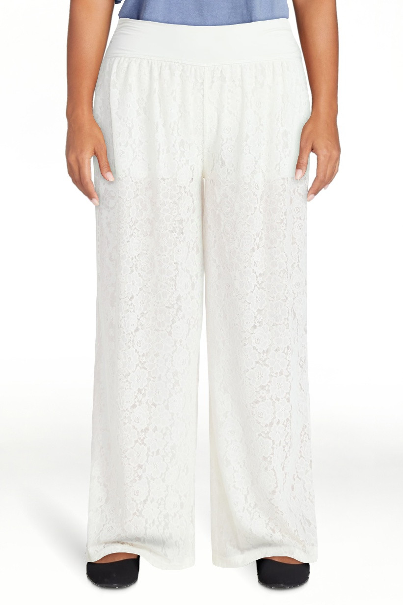 No Boundaries Lace Knit Wide Leg Pant, Women's | Walmart (US)