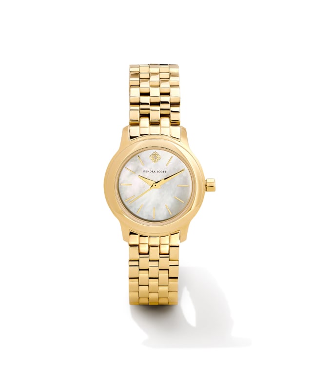 Alex Gold Tone Stainless Steel 28mm Watch in Ivory Mother-of-Pearl | Kendra Scott | Kendra Scott