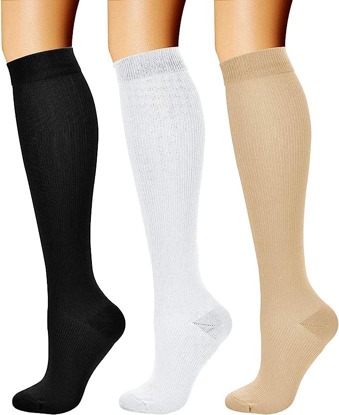 3 Pairs Copper Compression Socks - Compression Socks for Women & Men Circulation - Best for Medic... | Amazon (US)