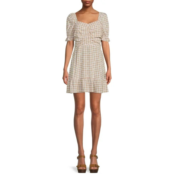 No Boundaries Juniors’ Puff Sleeve Dress - Walmart.com | Walmart (US)
