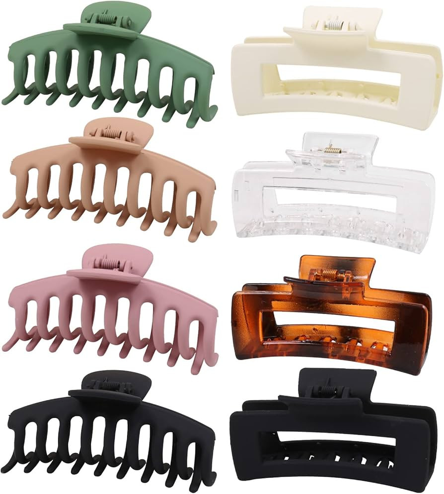 8 Pack Large Hair Claw Clips for Thick Hair, AiMHariacc 2 Styles Strong Hold Nonslip Big Hair Cli... | Amazon (US)