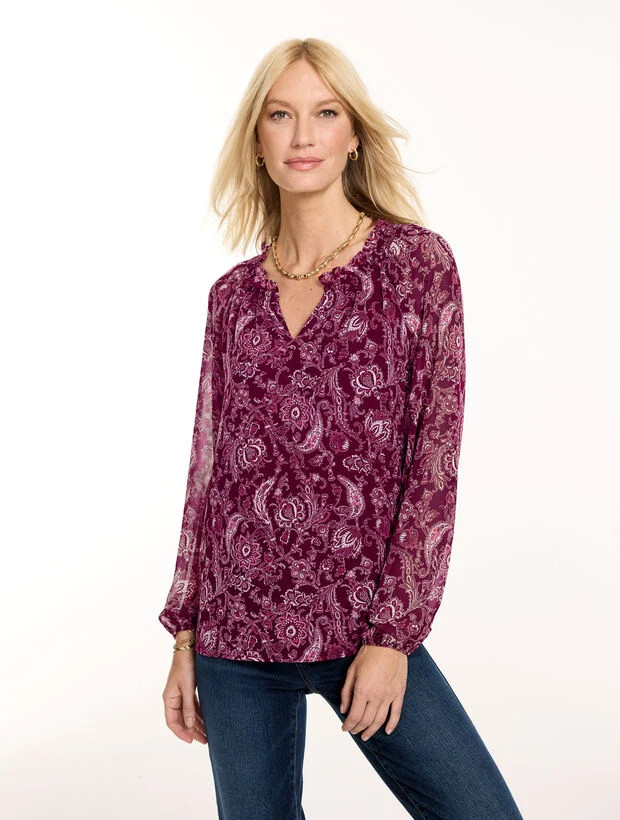 Smocked Top - Exquisite Paisley | Talbots
