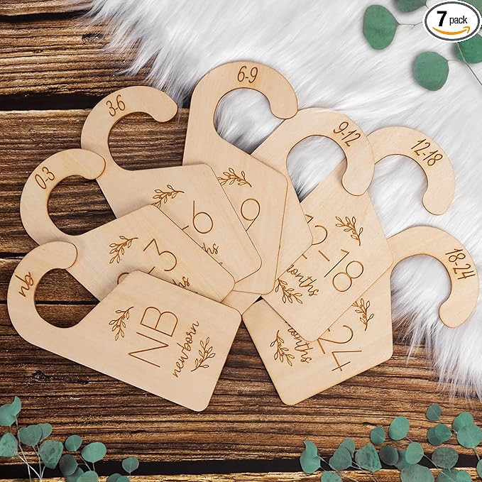 Baby Closet Dividers for Clothes Organizer - Set of 7 Adorable Wooden Double-Sided Baby Clothes S... | Amazon (US)