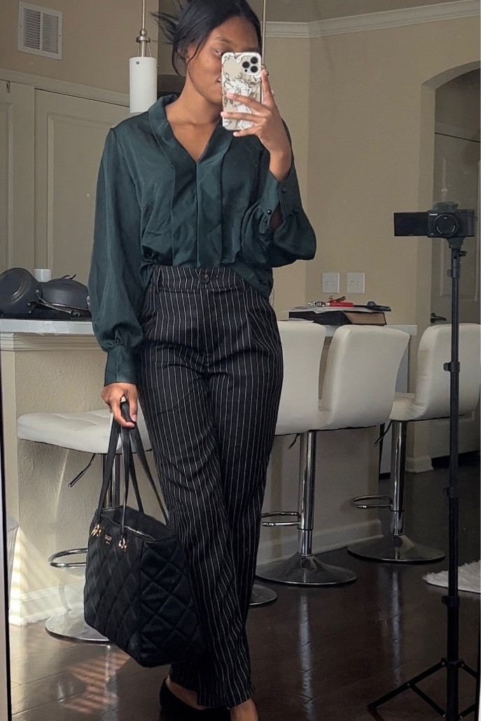 Affordable Business Attire for Work, Office, or any Professional Event🤍 | Outfit Inspo, Striped Dress Pants with Turquoise Top

#LTKaustralia #LTKworkwear #LTKstyletip
