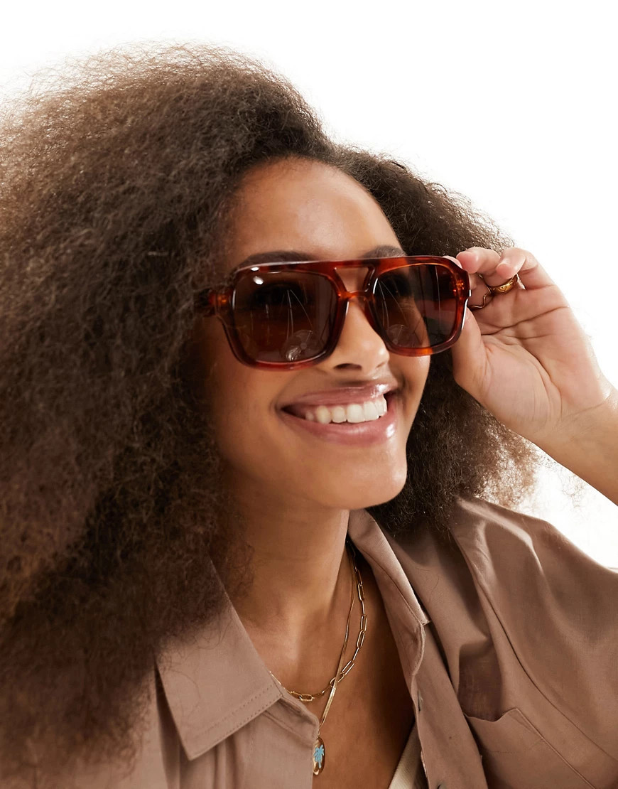 A.Kjaerbede kaya aviator sunglasses in havana-Brown | ASOS (Global)