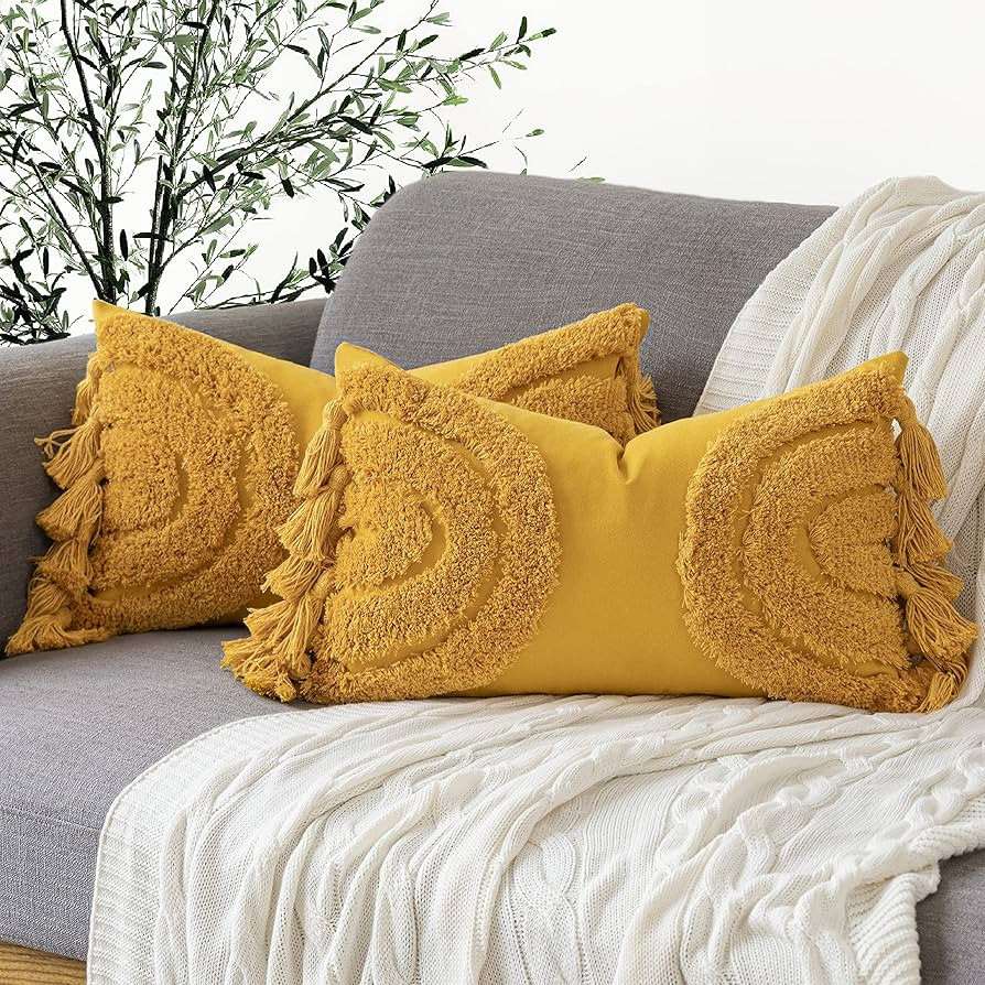 Foindtower Gorgeous Half Moon Accent Boho Tufted Decorative Throw Pillow Covers, Cozy Bohemian De... | Amazon (US)