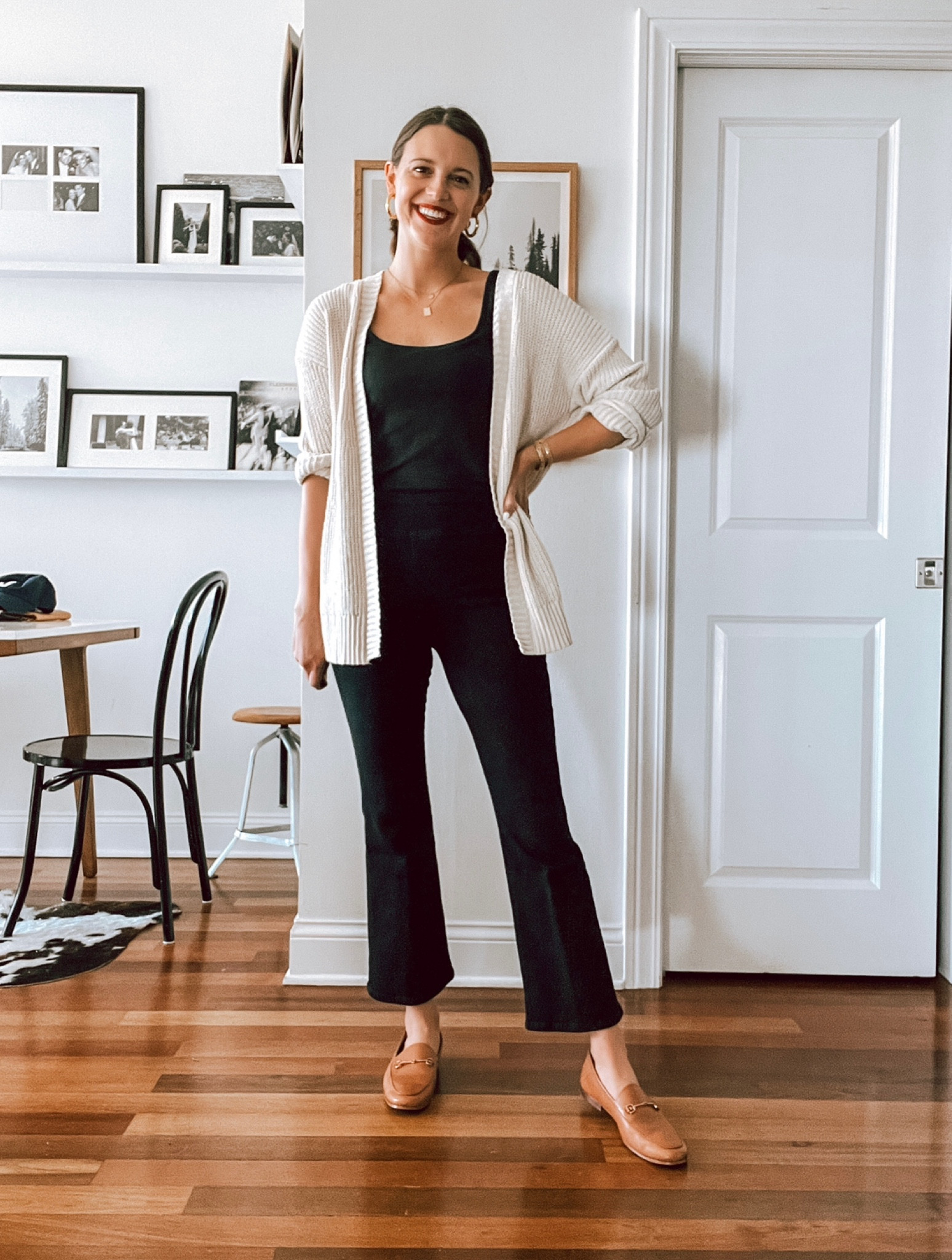 Pants run TTS (I have size 1–read the size chart for reference!) pants, tank, and shoes are exact. Wearing size small in tank, could’ve sized down if I wanted it right like a bodysuit. Shoes TTS and so so comfy—I do not wear socks. Similar sweaters linked. 

#LTKworkwear #LTKSeasonal