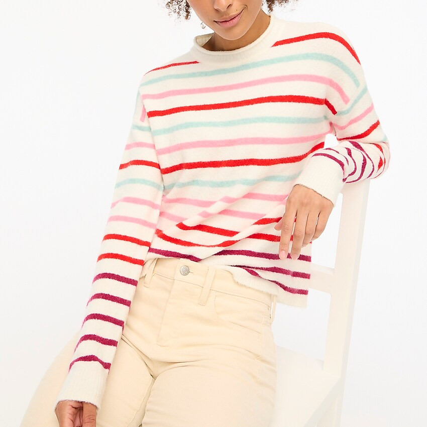 Striped boxy mockneck sweater in extra-soft yarn | J.Crew Factory