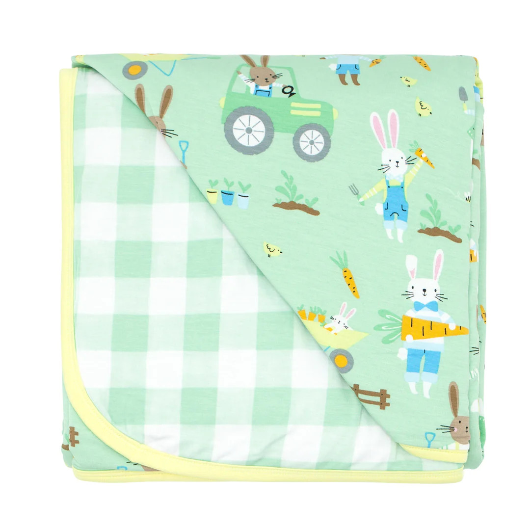 Pistachio Hop To It Triple-Layer Bamboo Viscose Large Cloud Blanket | Little Sleepies