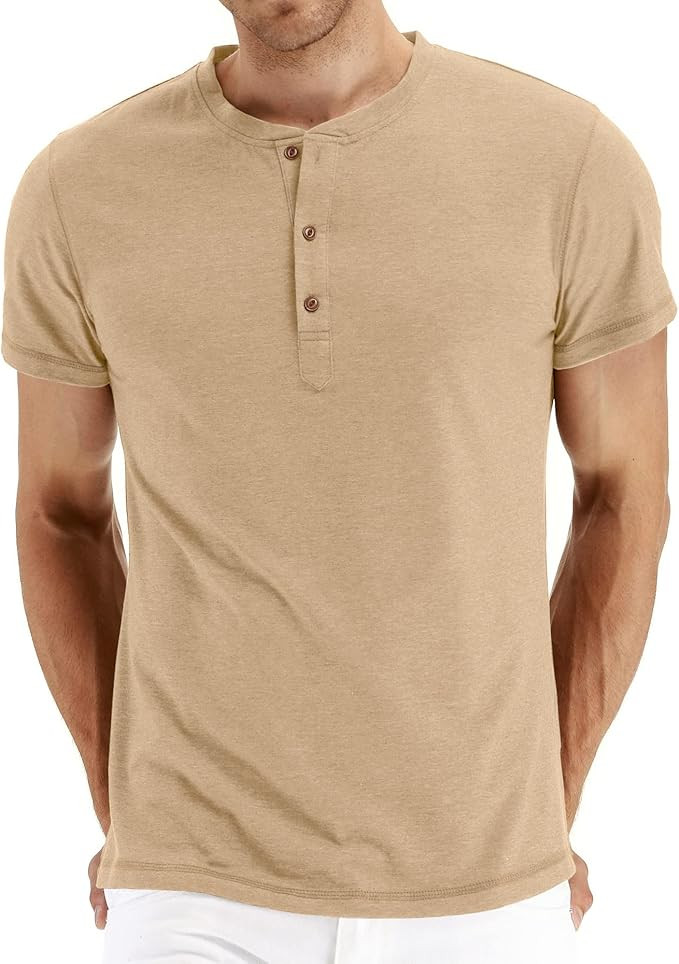 NITAGUT Mens Fashion Casual Front Placket Basic Long/Short Sleeve Henley T-Shirts | Amazon (US)