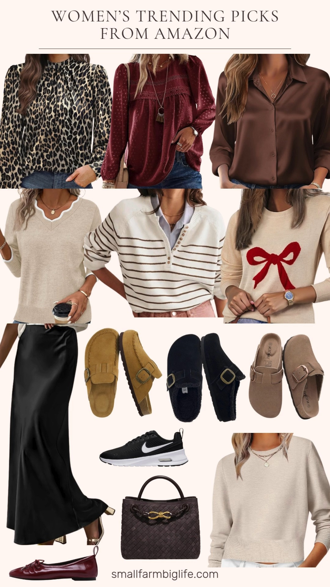 Women’s trending Amazon finds are too good right now. From rich colors, chic neutrals, satin textures, cozy knits, and the cutest seasonal details. Paired with suede shoes, classic flats, or sporty sneakers… every outfit just works. Linking all my favorites! ✨👜👟 

 #LTKOver40 #LTKSaleAlert #LTKFindsUnder50