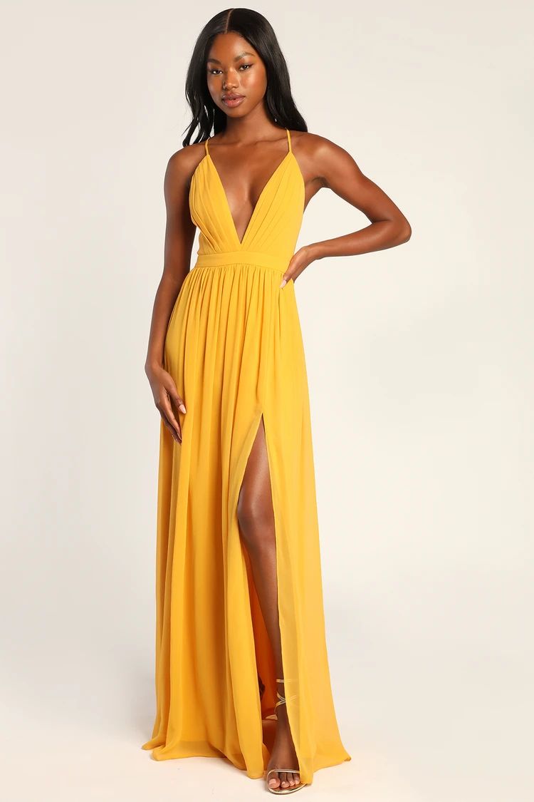 Ballroom Bliss Yellow Pleated Maxi Dress | Lulus (US)