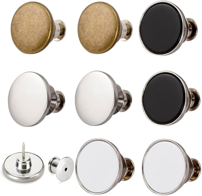 8 Sets of 17 mm Pants Button, Jean Buttons Pins for Loose Jeans, Adjustable Button for Jeans, Reu... | Amazon (US)