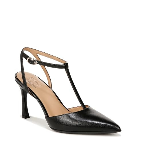 Naturalizer Womens Astrid Pointed Toe T-Strap Pump Black Leather 7 M | Amazon (US)
